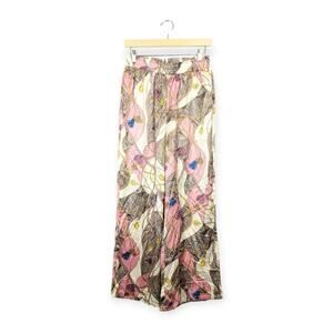 Cider Wide Leg Pants L Chain Baroque Print Pull On Statement NWT